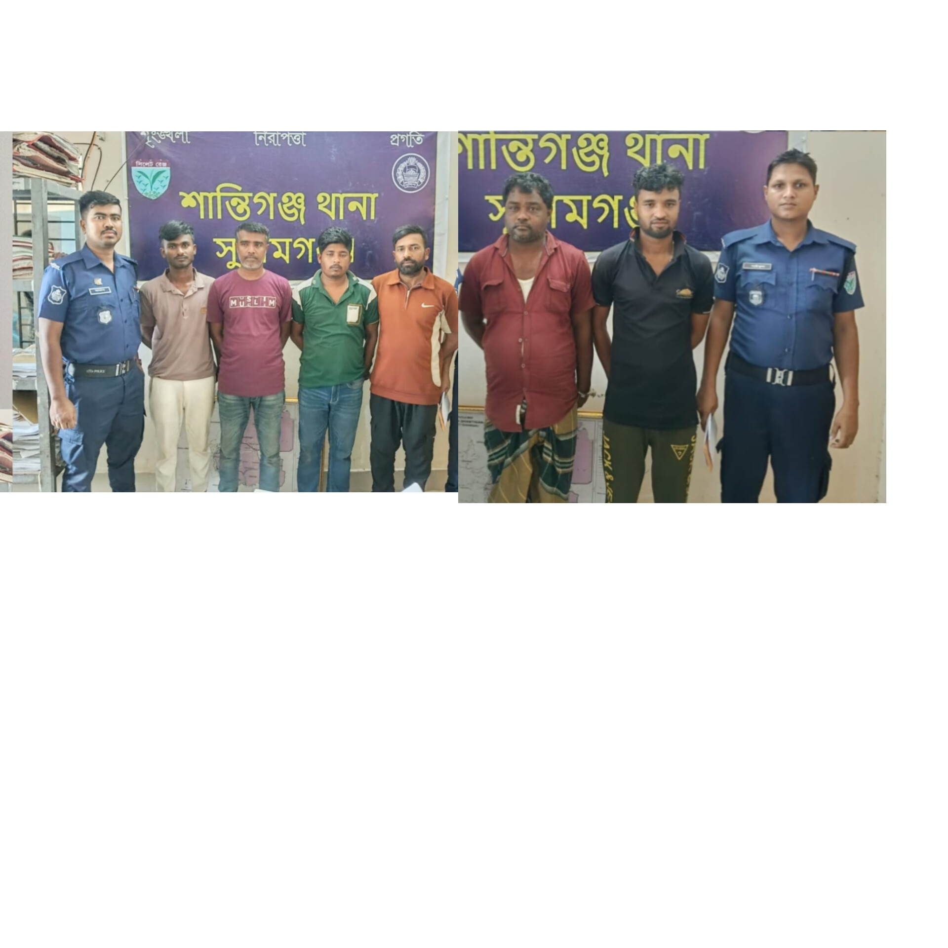শান্তিগঞ্জে অনলাইন জুয়া ও মাদকবিরোধী অভিযানে ৬ জন গ্রেপ্তার