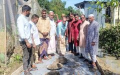 শান্তিগঞ্জের চন্দপুর গ্রামের সড়ক সংস্কার কাজের উদ্বোধন