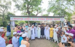 মুসল্লিদের দুর্ভোগ লাঘবে ভদ্রা ঈদগাহ ময়দানে নতুন ছাউনি নির্মাণ